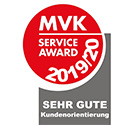 Auszeichnung: MVK Service Award 2019/20 sehr gute Kundenorientierung