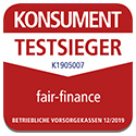 Konsument Testsieger VKI 2019 Logo fair-finance Konsument Testsieger VKI 2019