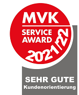 MVK-Service Award 2021/22 MVK-Service Award sehr gute Kundenorientierung für fair-finance